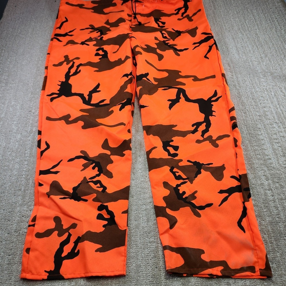 Vintage Camo Hunting‎ Pants Men XL Blaze Orange Pullover Drawstring Redhead USA